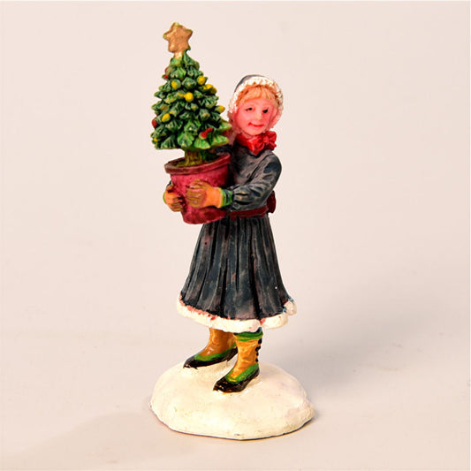 Miniaturfigur Weihnachtsdeko „Mädchen mit Baum”
